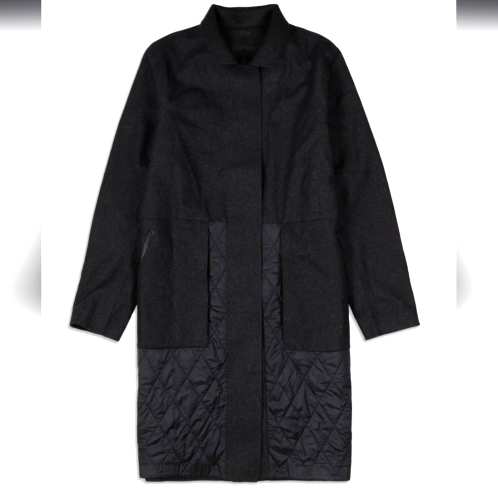 Lululemon Roam Far Wool long pea coat jacket black womens sz 4